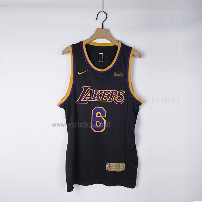Camiseta Los Angeles Lakers LeBron James #6 Earned 2021-22 Negro